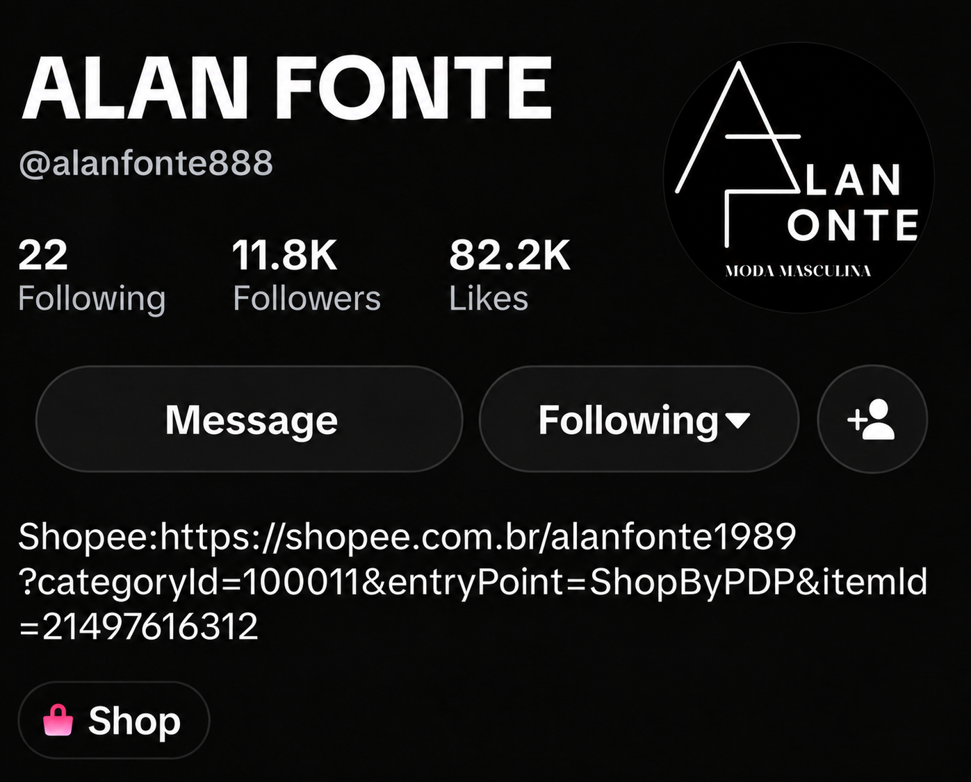 Alan Fonte TikTok Shop profile