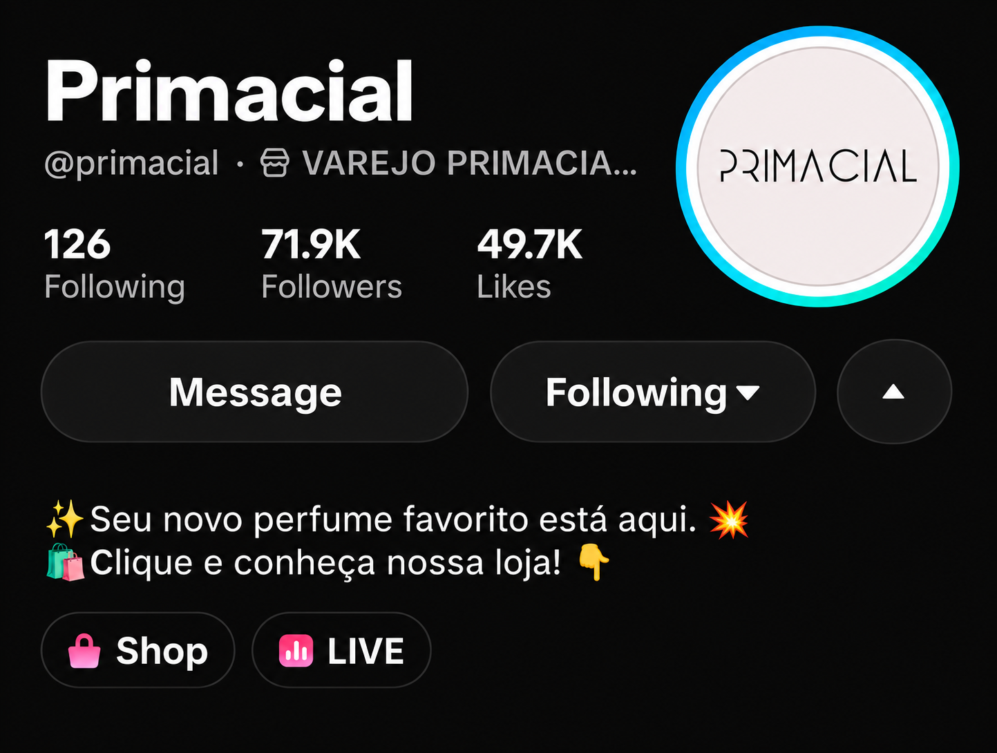 Primacial TikTok Shop profile